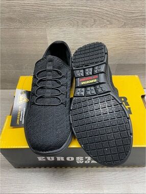 Women’s Black Slip-Resistant Knit Sneakers #274